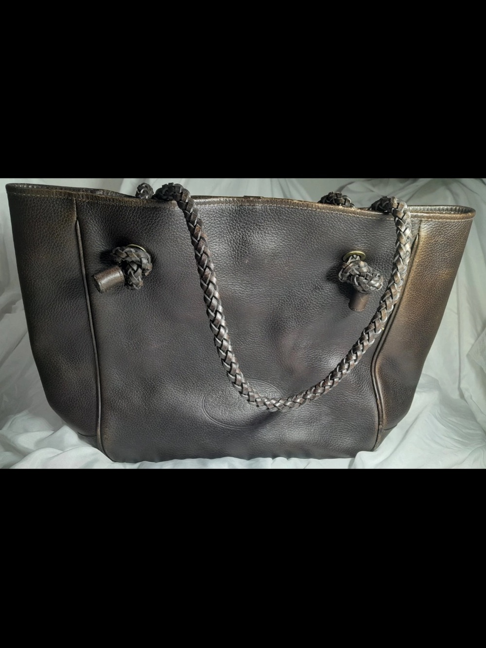 Mulberry Dark Brown Braided-Handle Leather Tote